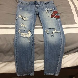 Rare Hollister Rose Decal Jeans